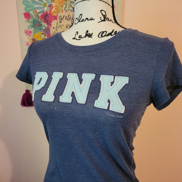 Victoria's Secret PINK Women's T-shirt, Blue/Pink, S, Y2K, Good Condition - Picture 4 of 12